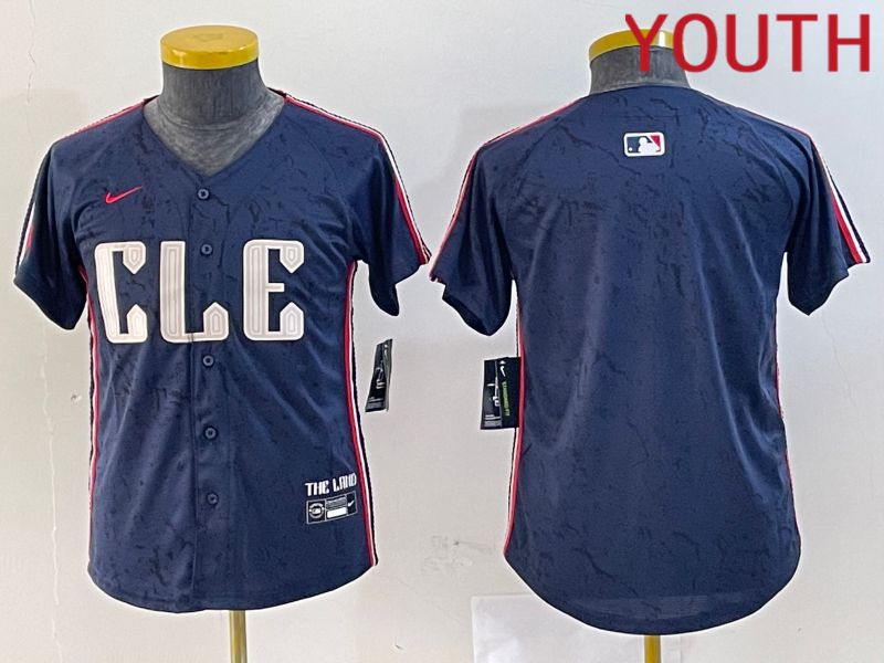 Youth Cleveland Indians Blank Blue City Edition Nike 2024 MLB Jersey style 1